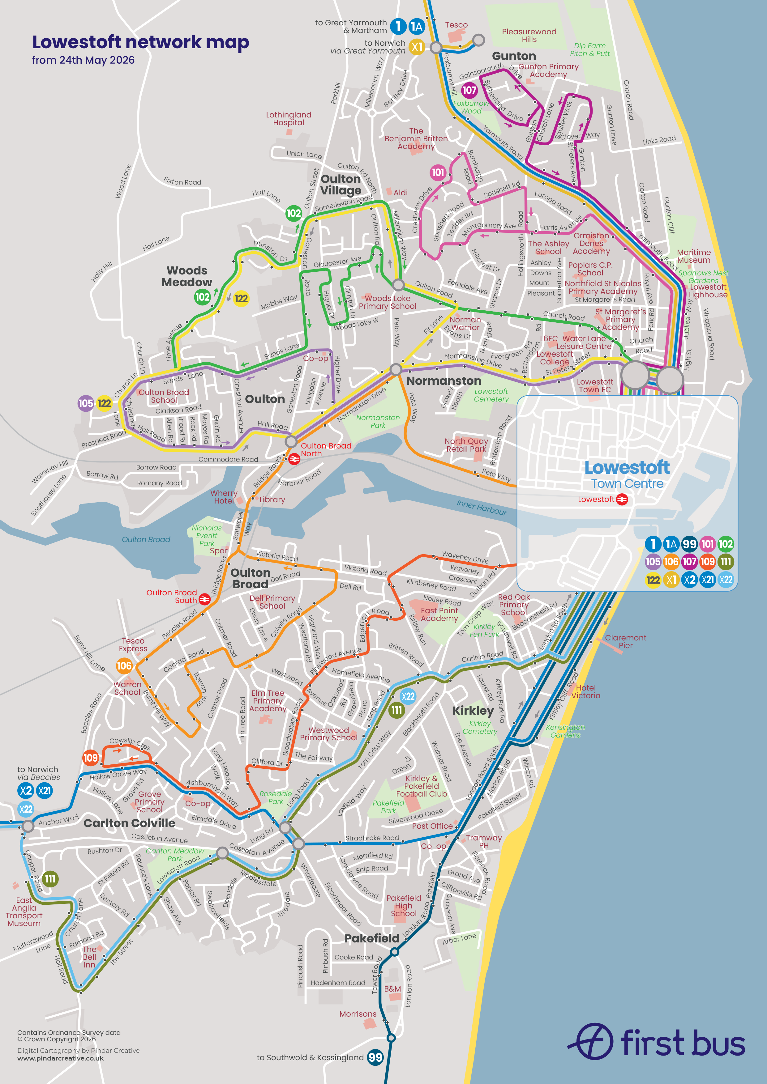 Lowestoft Module 2 Lowestoft Town Map - from 24th May 2026 | First Bus