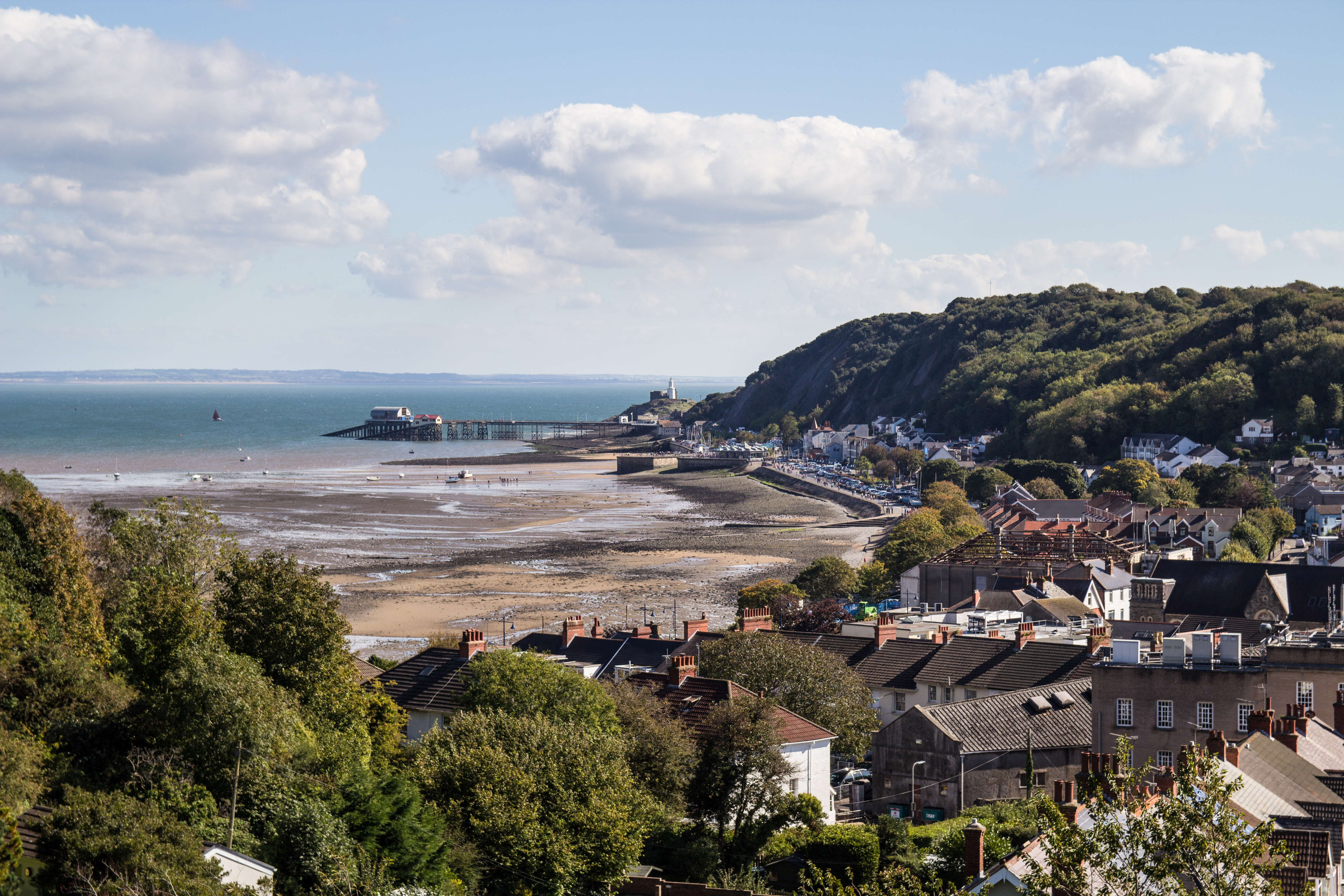 An aerial shot across Mumbles