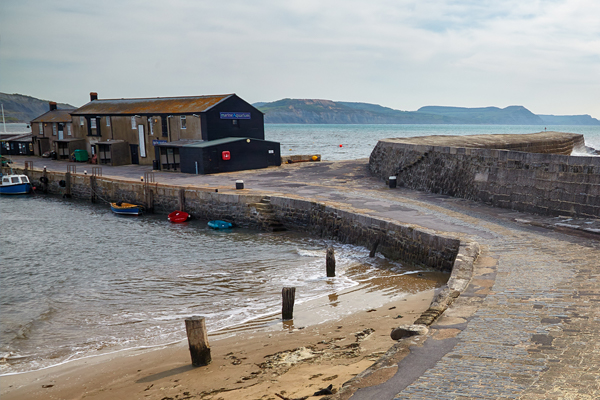 The concrete works and building next to Lyme Regis Shore