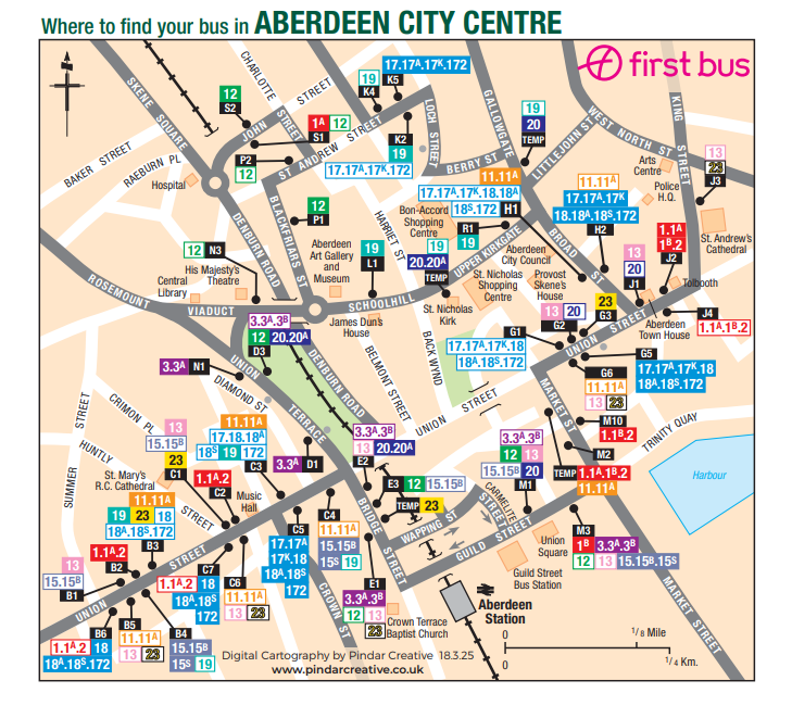 City centre stop map