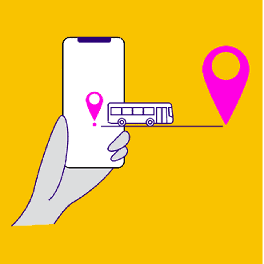 app graphic with bus sign
