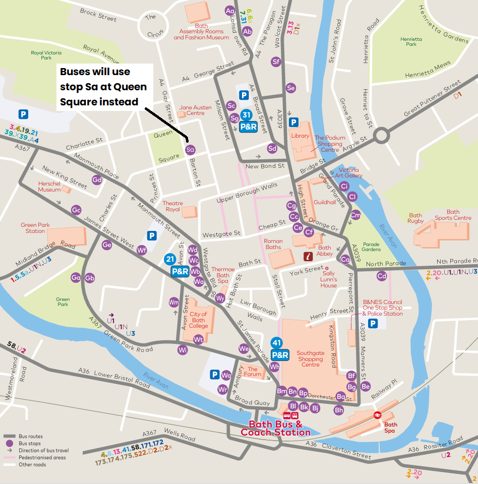 Map of Bath City Centre