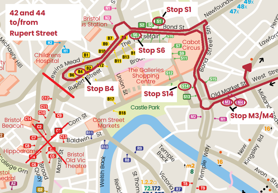 Routes 42 and 44 diversion map