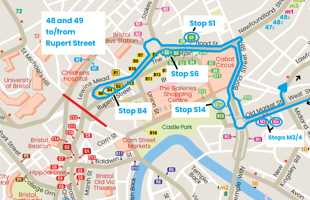 Route 48 and 49 diversion map