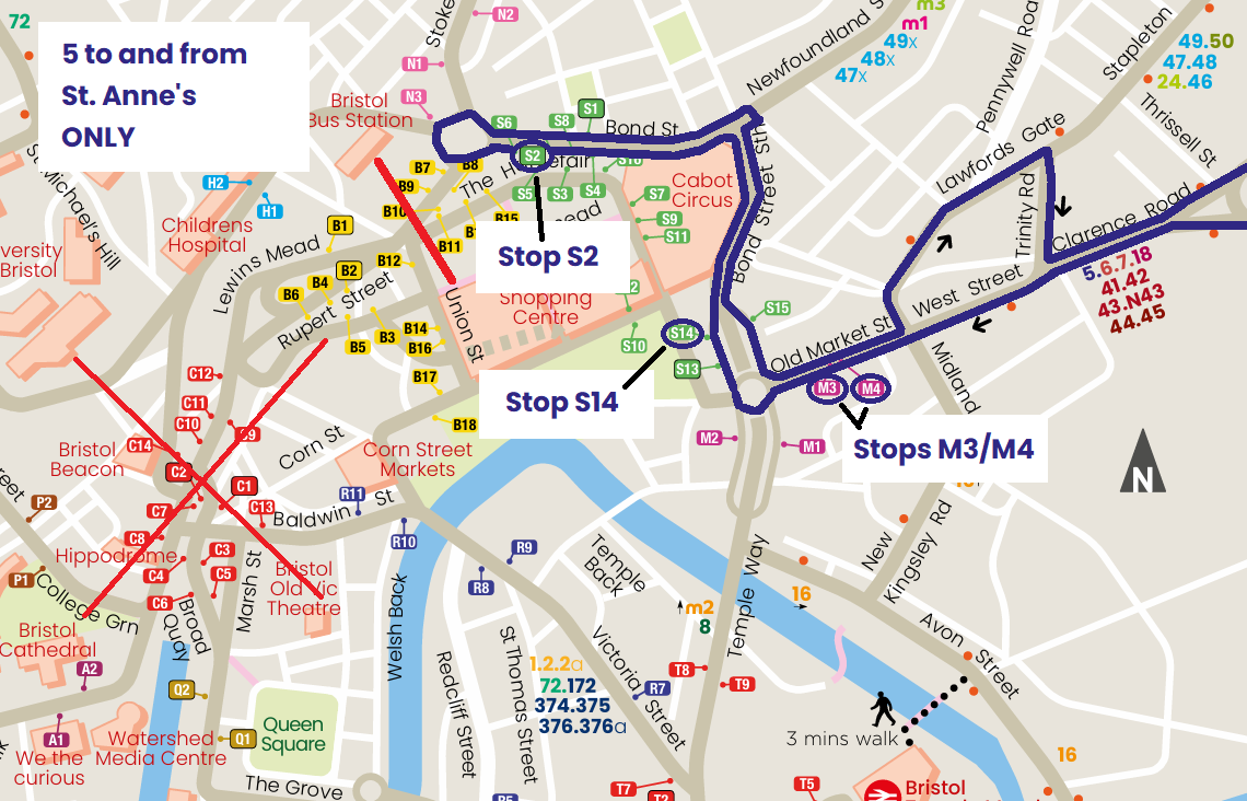 Route 5 diversion map