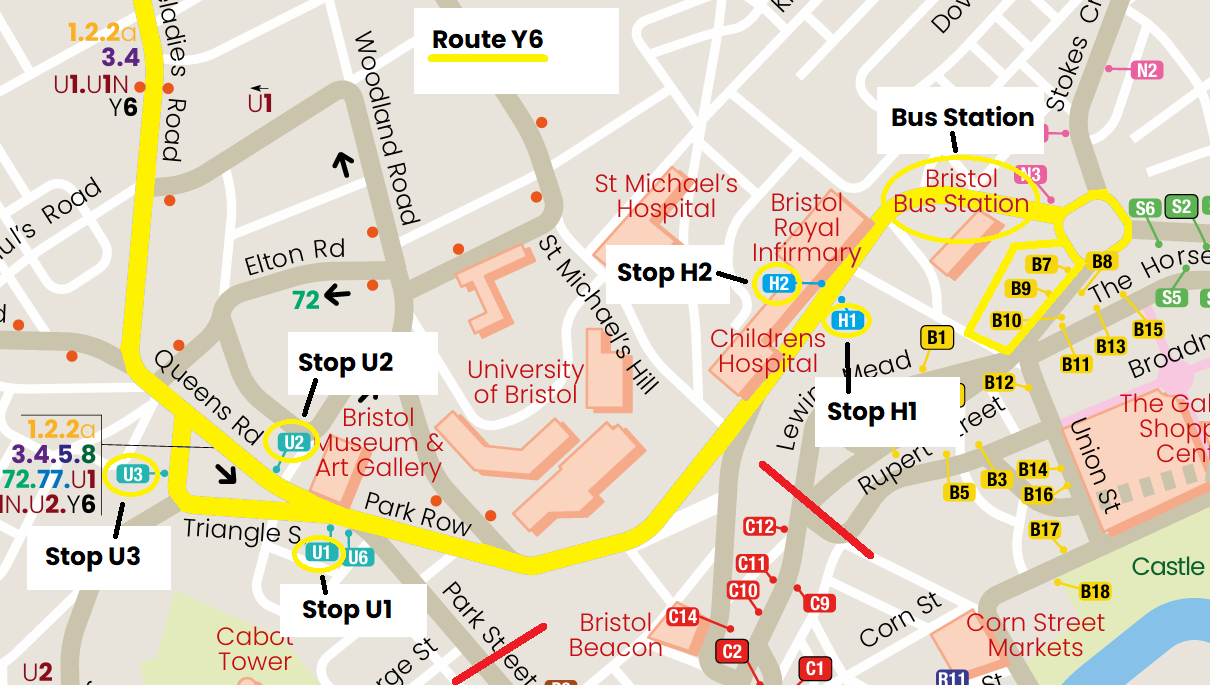 Route Y6 diversion map