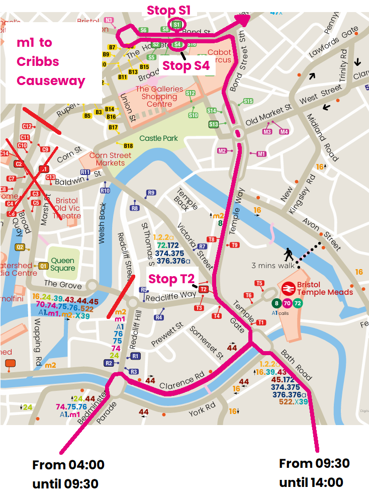 Route m1 to Cribbs Causeway diversion map