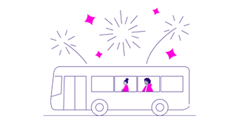 bus celebration illustration