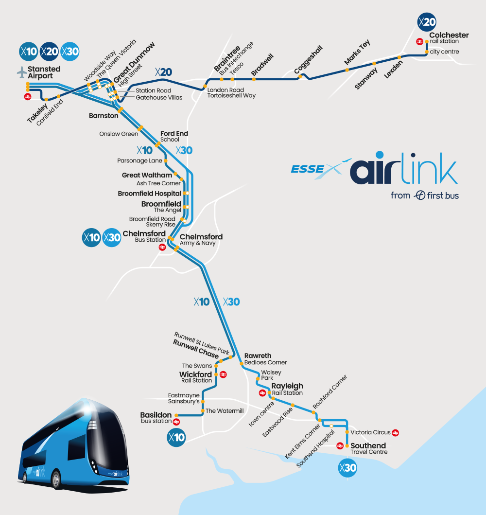 a map showing the Airlink routes