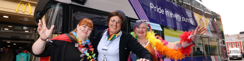 First Bus Pride in Every Journey bus at York Pride
