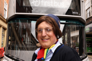 Photo of driver sharing Pride story