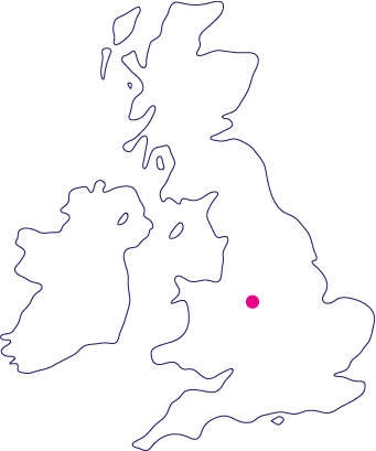 UK map with stoke pin point