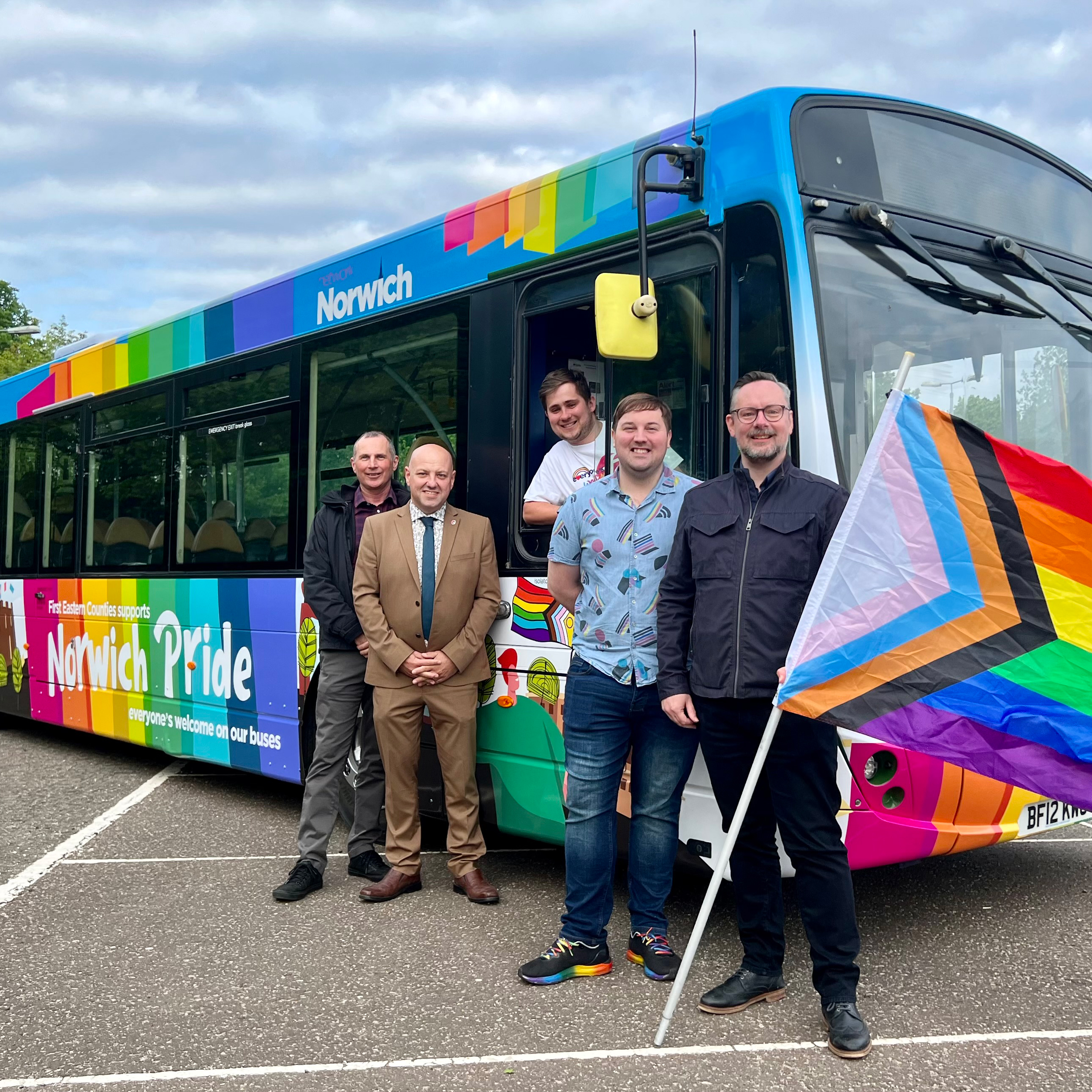 First Bus staff and Norwich Pride volunteers.