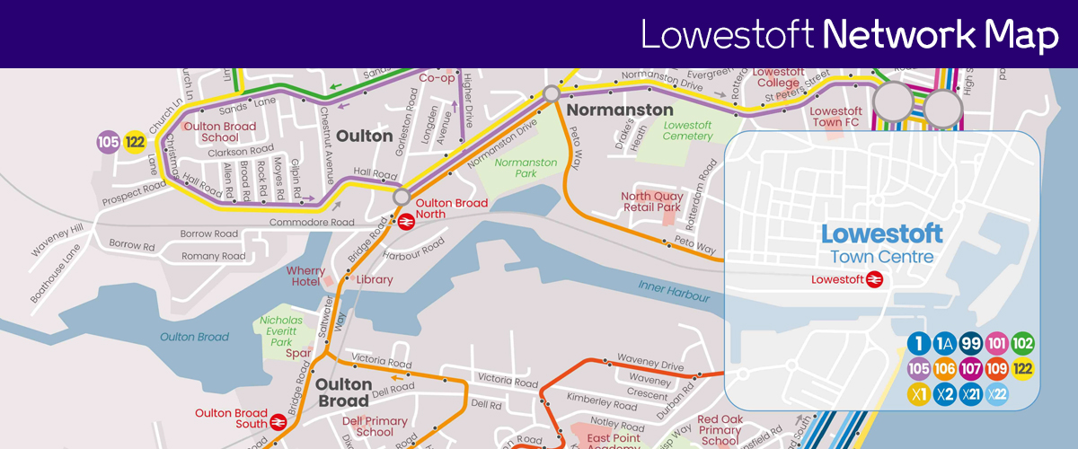 an image of the Lowestoft bus network