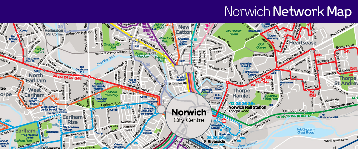 an image of the Norwich bus network map