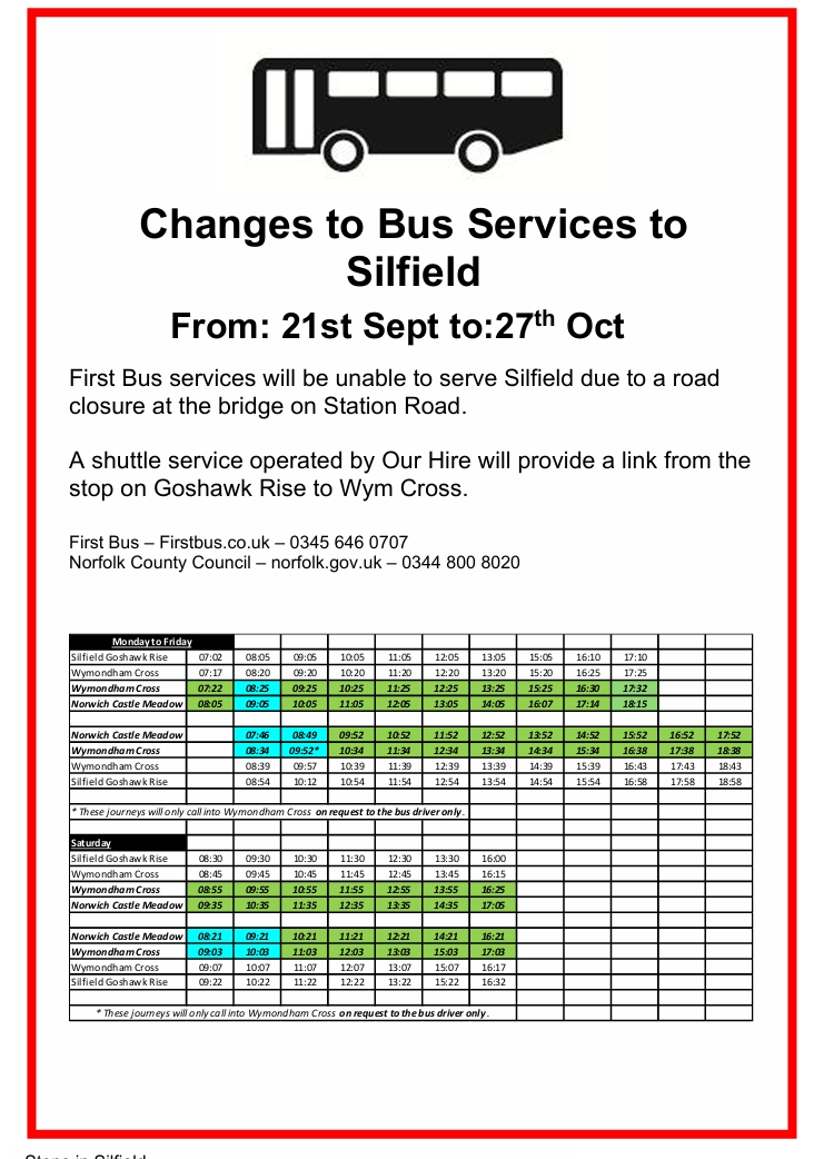 Shuttle timetable 