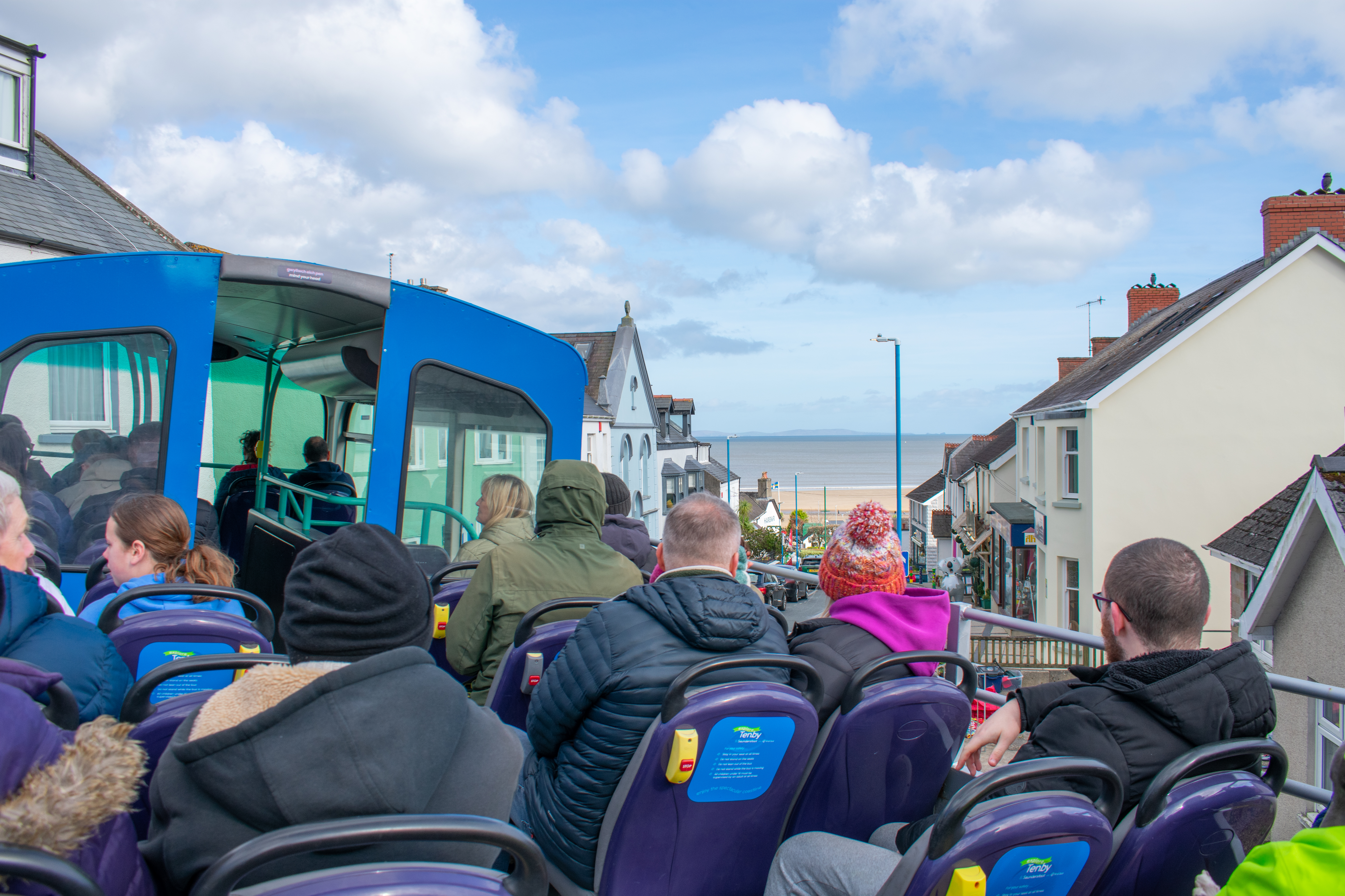 a view of Saundersfoot from the open-top bus