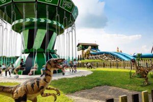 Dinosaur ride at Gulliver's Valley