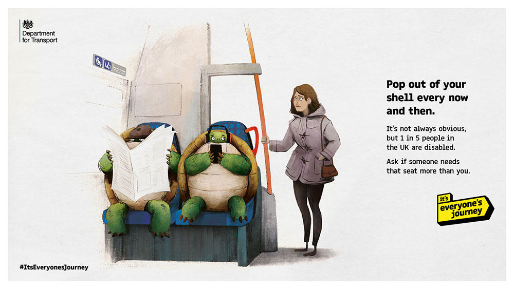 Pop out of your shell every now and then. It's not always obvious but 1 in 5 people in the UK are disabled. Ask if someone needs that seat more than you.