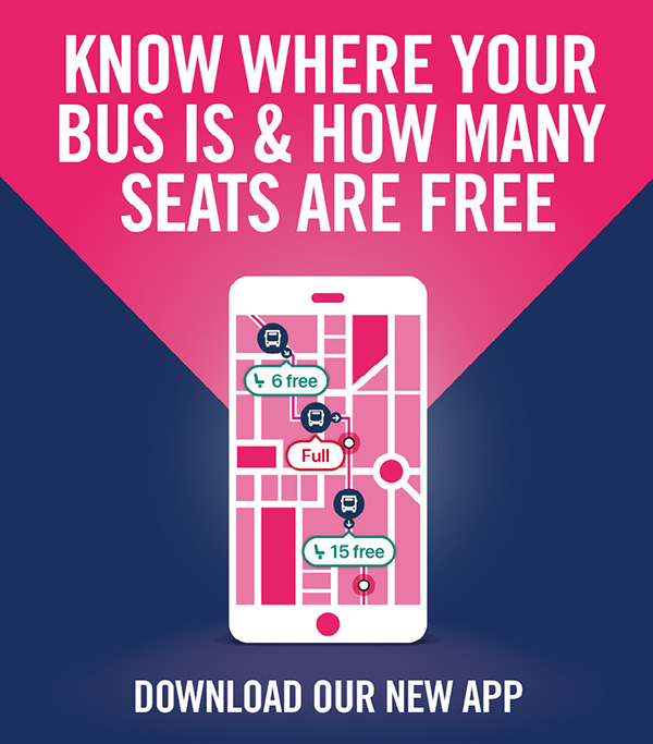 Know where your bus is and how many seats are free - Download our new app
