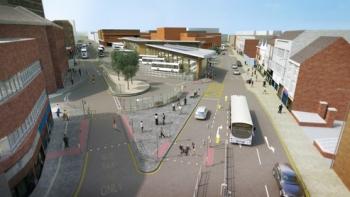 haymarket bus station aerial view mockup