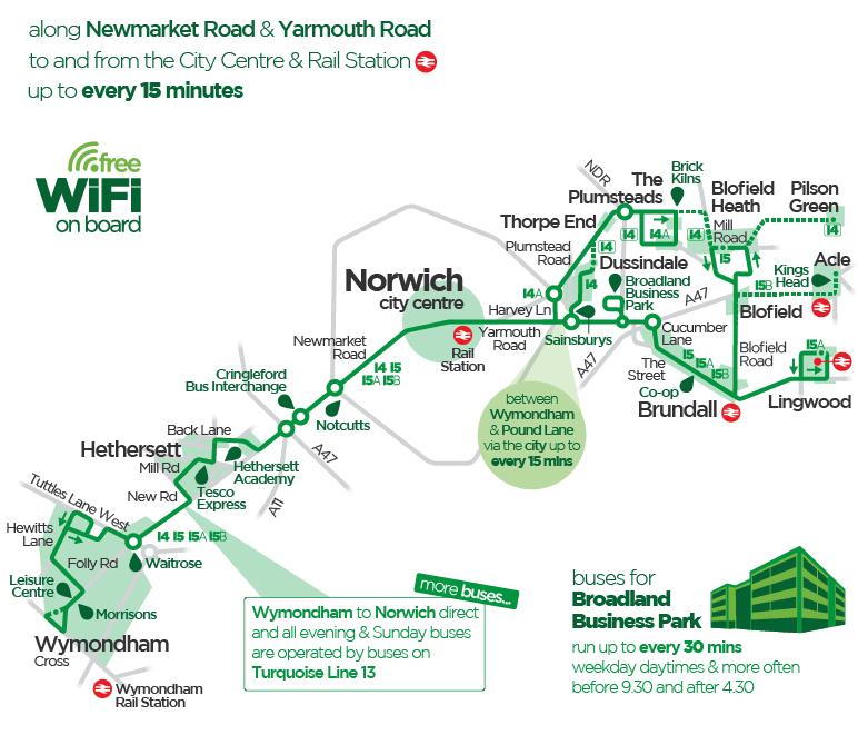 Bus Routes Near Me Schedule Today Green Line 14 & 15 Bus Service | Norfolk & Suffolk | Norfolk & Suffolk |  First Bus