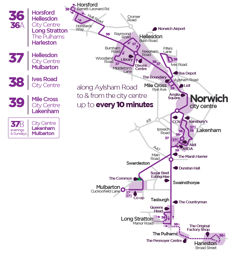 39 Ride On Bus Schedule Purple Line 36, 37, 38 & 39 Bus Service | Norfolk & Suffolk | Norfolk &  Suffolk | First Bus