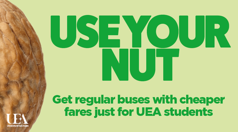 First Bus UEA student ticket use your nut banner 