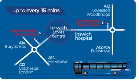 First Bus Ipswich park and ride route