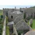 manorbier castle pembrokeshire aerial view