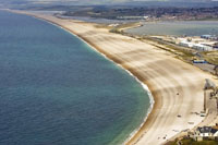 Chesil beach distant aerial image 