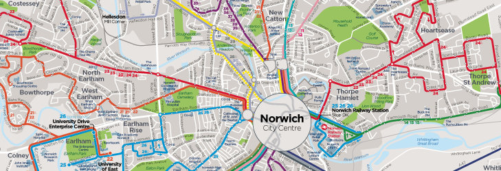 Norwich Bus Routes Map Network Maps | Norfolk & Suffolk | First Bus