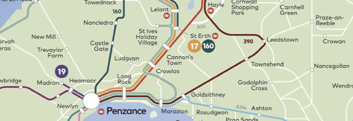 Cornwall Bus Routes Map Network Maps | Cornwall | First Bus