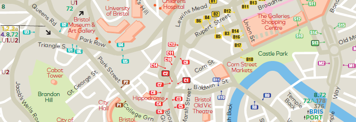 Bristol City Centre First bus map